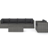 vidaXL 7-delige Loungeset met kussens poly rattan grijs