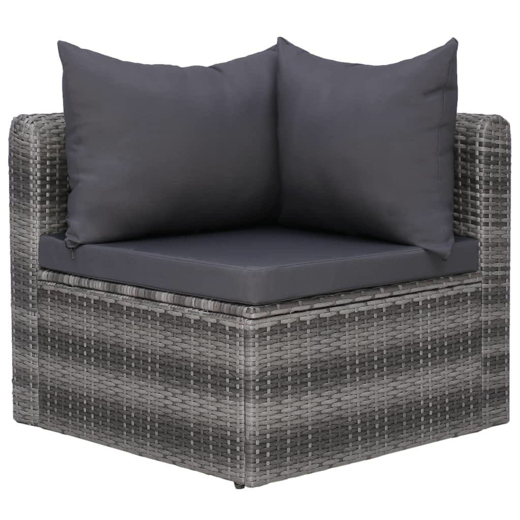 vidaXL 9-delige Loungeset met kussens poly rattan grijs