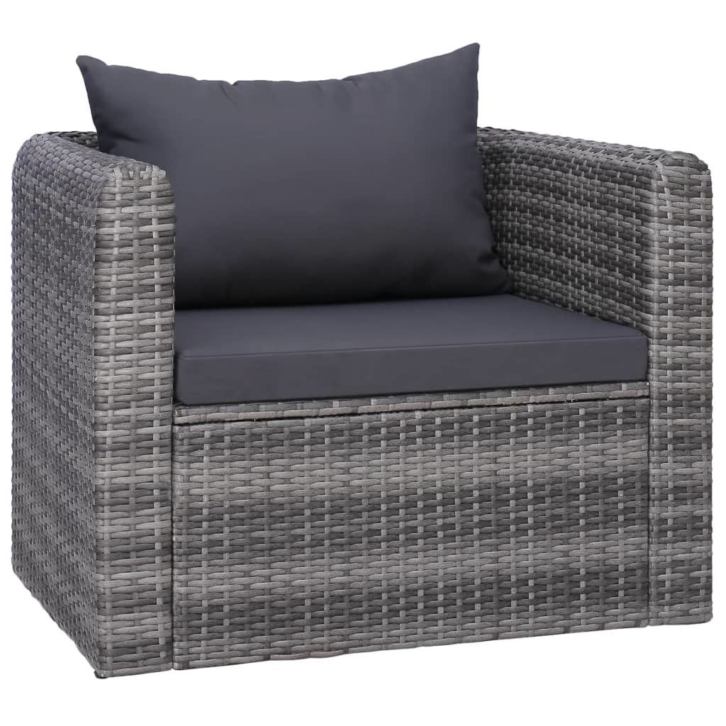 vidaXL 9-delige Loungeset met kussens poly rattan grijs