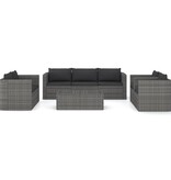 vidaXL 8-delige Loungeset met kussens poly rattan grijs