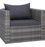 vidaXL 8-delige Loungeset met kussens poly rattan grijs