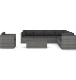 vidaXL 9-delige Loungeset met kussens poly rattan grijs