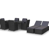 VidaXL 9-delige Tuinset poly rattan zwart