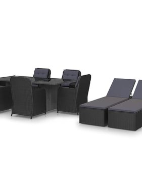 VidaXL 9-delige Tuinset poly rattan zwart