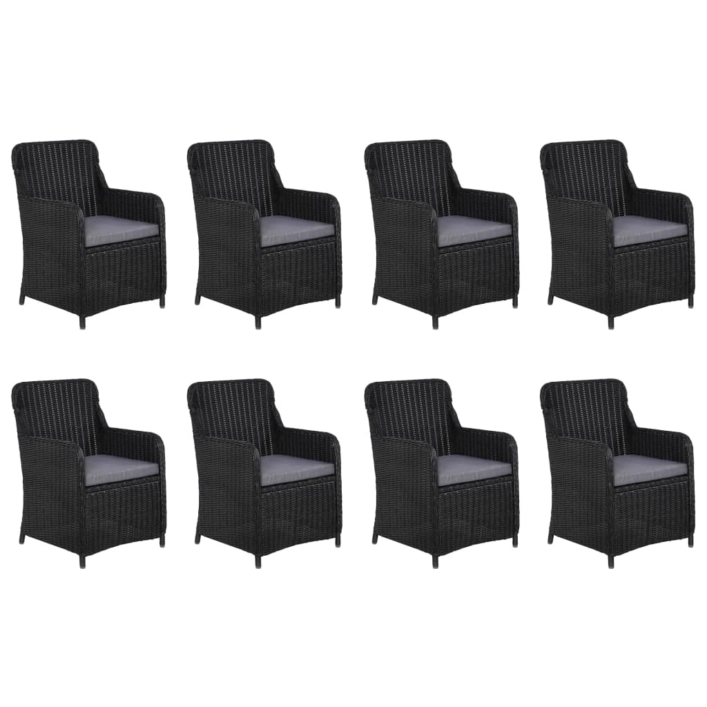 VidaXL 11-delige Tuinset poly rattan zwart