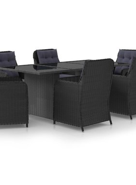 VidaXL 7-delige Tuinset poly rattan zwart