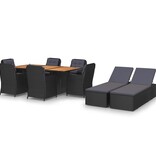 VidaXL 9-delige Tuinset poly rattan zwart