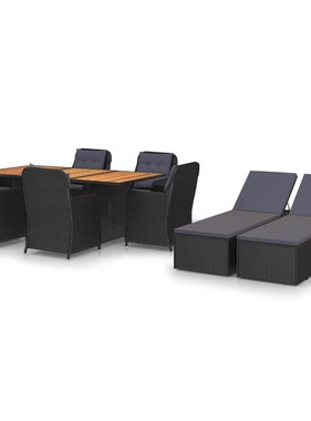 VidaXL 9-delige Tuinset poly rattan zwart