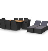VidaXL 11-delige Tuinset poly rattan zwart