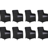 VidaXL 11-delige Tuinset poly rattan zwart