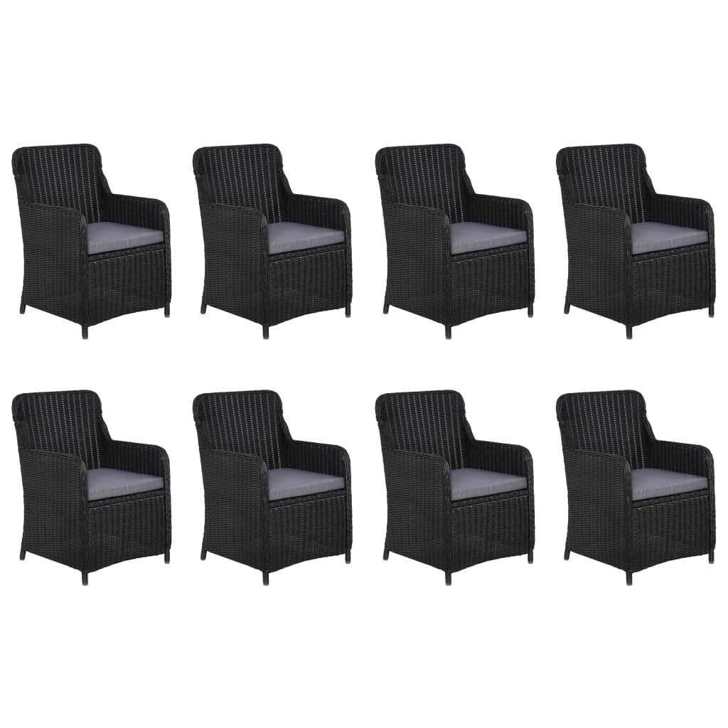 VidaXL 11-delige Tuinset poly rattan zwart