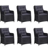 VidaXL 7-delige Tuinset poly rattan zwart