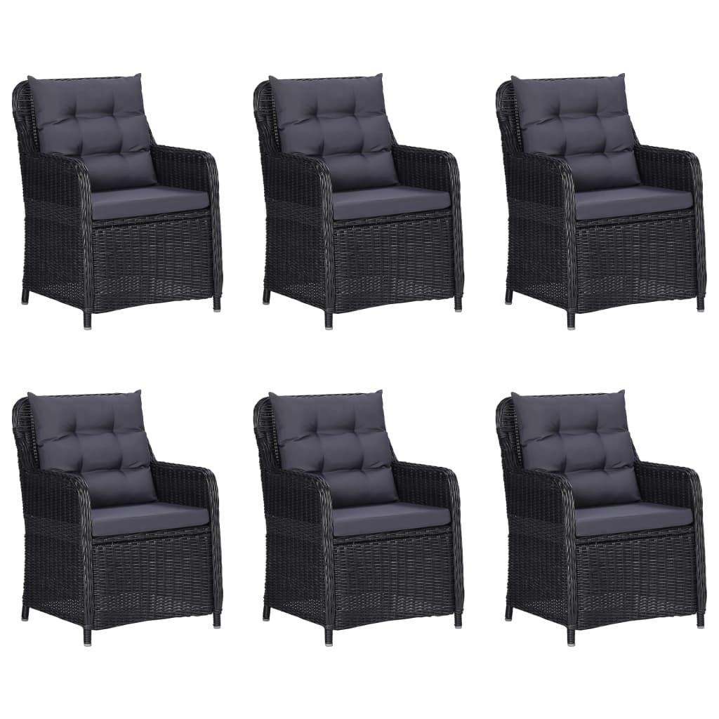 VidaXL 7-delige Tuinset poly rattan zwart