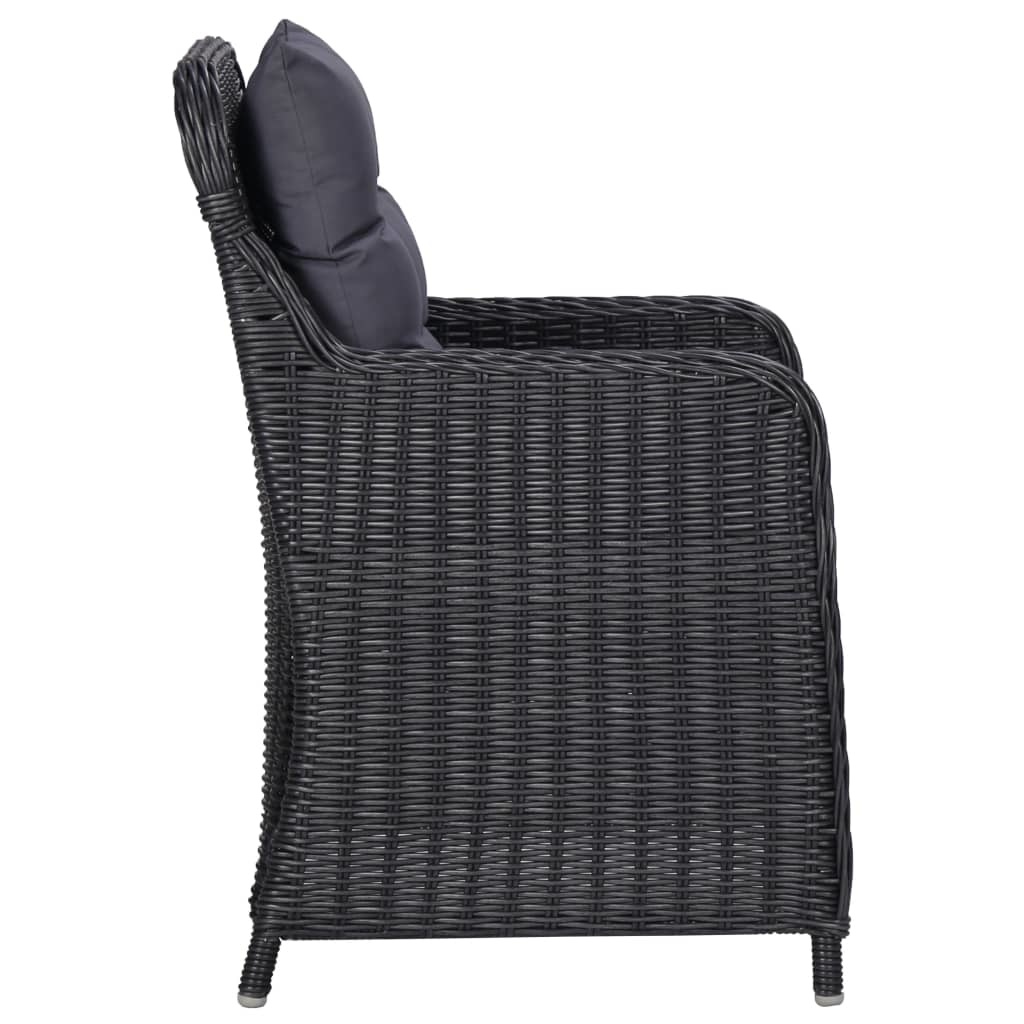 VidaXL 7-delige Tuinset poly rattan zwart