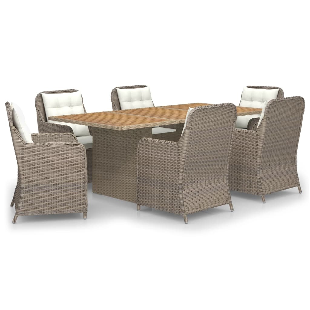 VidaXL 7-delige Tuinset poly rattan bruin