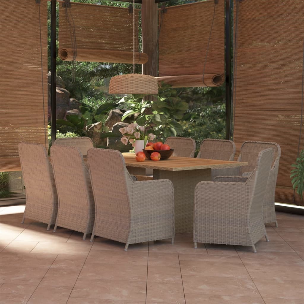 VidaXL 9-delige Tuinset poly rattan bruin