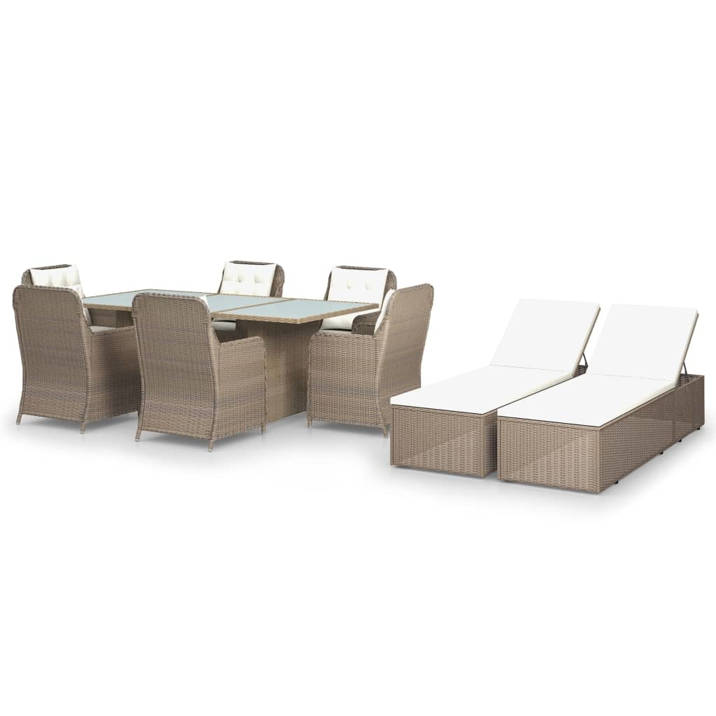 VidaXL 9-delige Tuinset poly rattan bruin