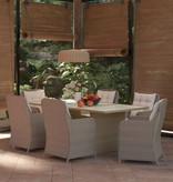 VidaXL 7-delige Tuinset poly rattan bruin
