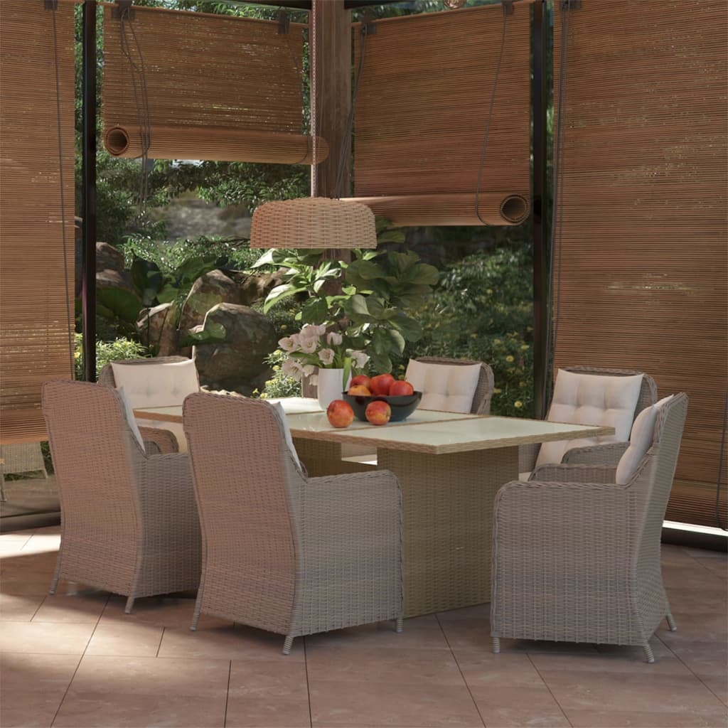 VidaXL 7-delige Tuinset poly rattan bruin