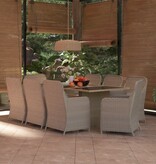 VidaXL 9-delige Tuinset poly rattan bruin