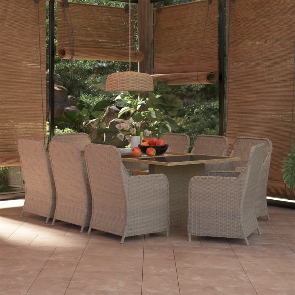 VidaXL 9-delige Tuinset poly rattan bruin