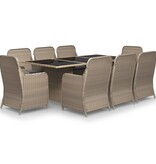 VidaXL 9-delige Tuinset poly rattan bruin