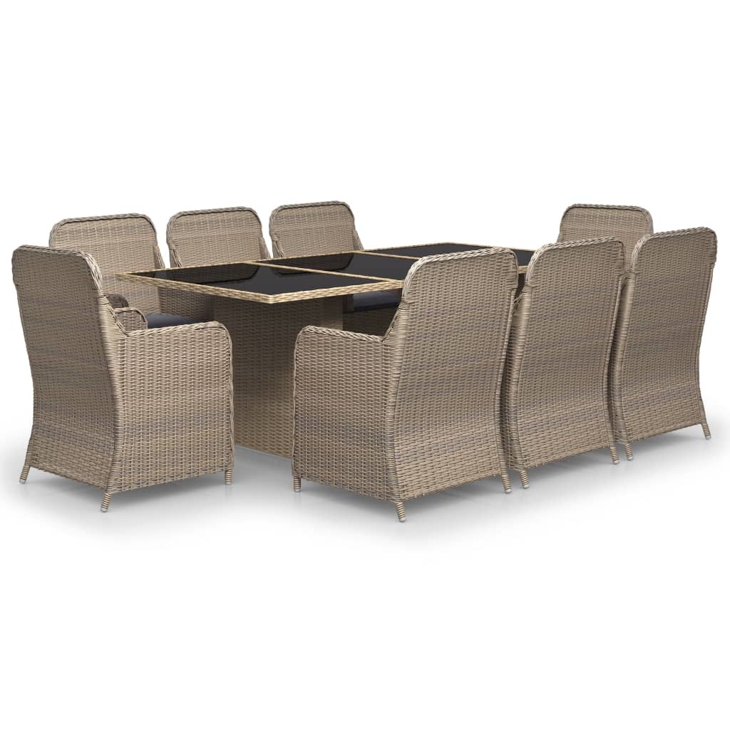 VidaXL 9-delige Tuinset poly rattan bruin