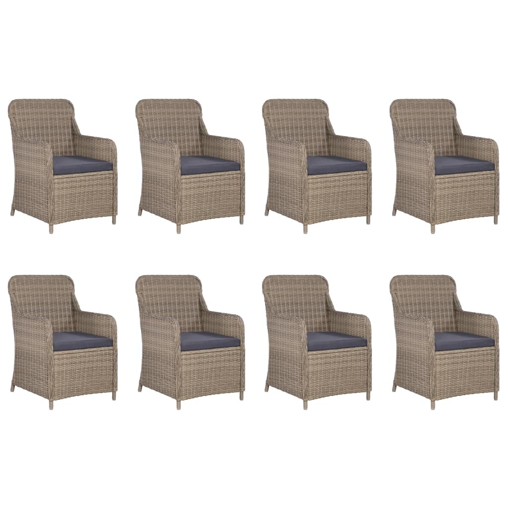 VidaXL 9-delige Tuinset poly rattan bruin