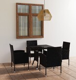 VidaXL 5-delige Tuinset poly rattan zwart