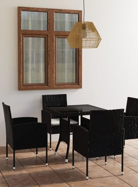 VidaXL 5-delige Tuinset poly rattan zwart