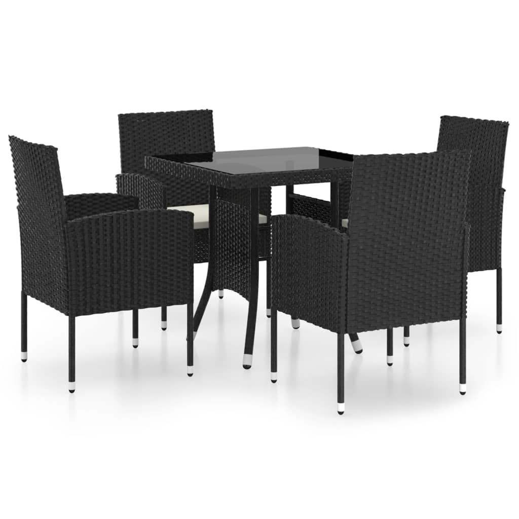 VidaXL 5-delige Tuinset poly rattan zwart