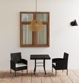 VidaXL 3-delige Tuinset poly rattan zwart