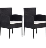 VidaXL 3-delige Tuinset poly rattan zwart