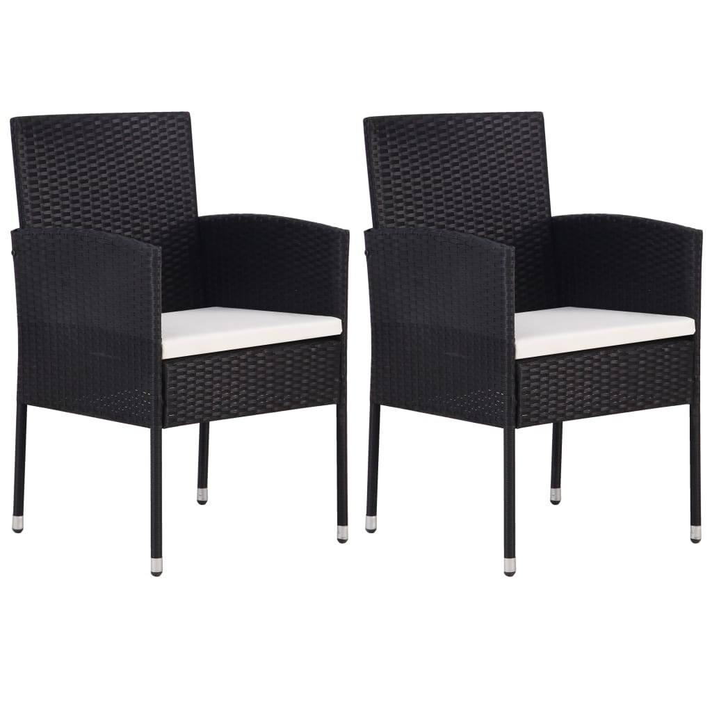 VidaXL 3-delige Tuinset poly rattan zwart