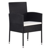 VidaXL 3-delige Tuinset poly rattan zwart