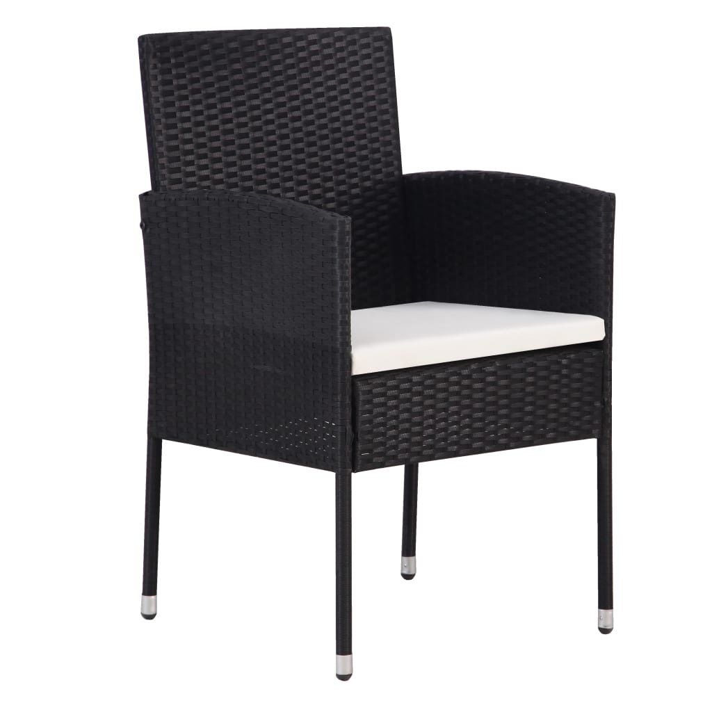 VidaXL 3-delige Tuinset poly rattan zwart