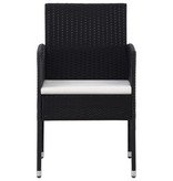 VidaXL 3-delige Tuinset poly rattan zwart