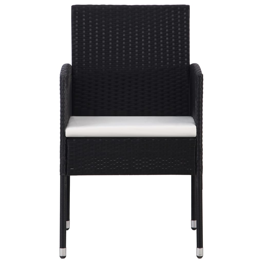 VidaXL 3-delige Tuinset poly rattan zwart