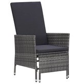 VidaXL 3-delige Loungeset met kussens poly rattan grijs
