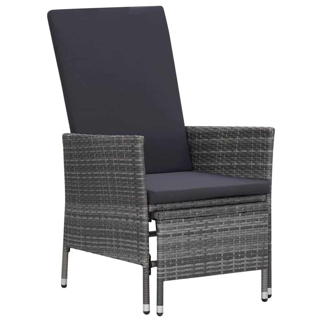 VidaXL 3-delige Loungeset met kussens poly rattan grijs