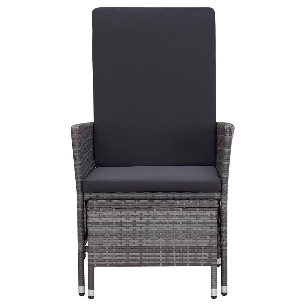 VidaXL 3-delige Loungeset met kussens poly rattan grijs
