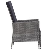 VidaXL 3-delige Loungeset met kussens poly rattan grijs