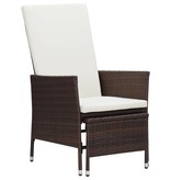 VidaXL 3-delige Loungeset met kussens poly rattan bruin
