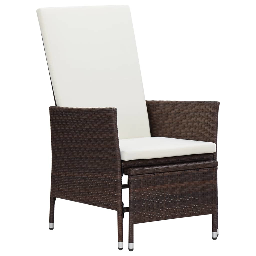 VidaXL 3-delige Loungeset met kussens poly rattan bruin