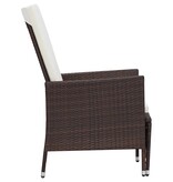 VidaXL 3-delige Loungeset met kussens poly rattan bruin