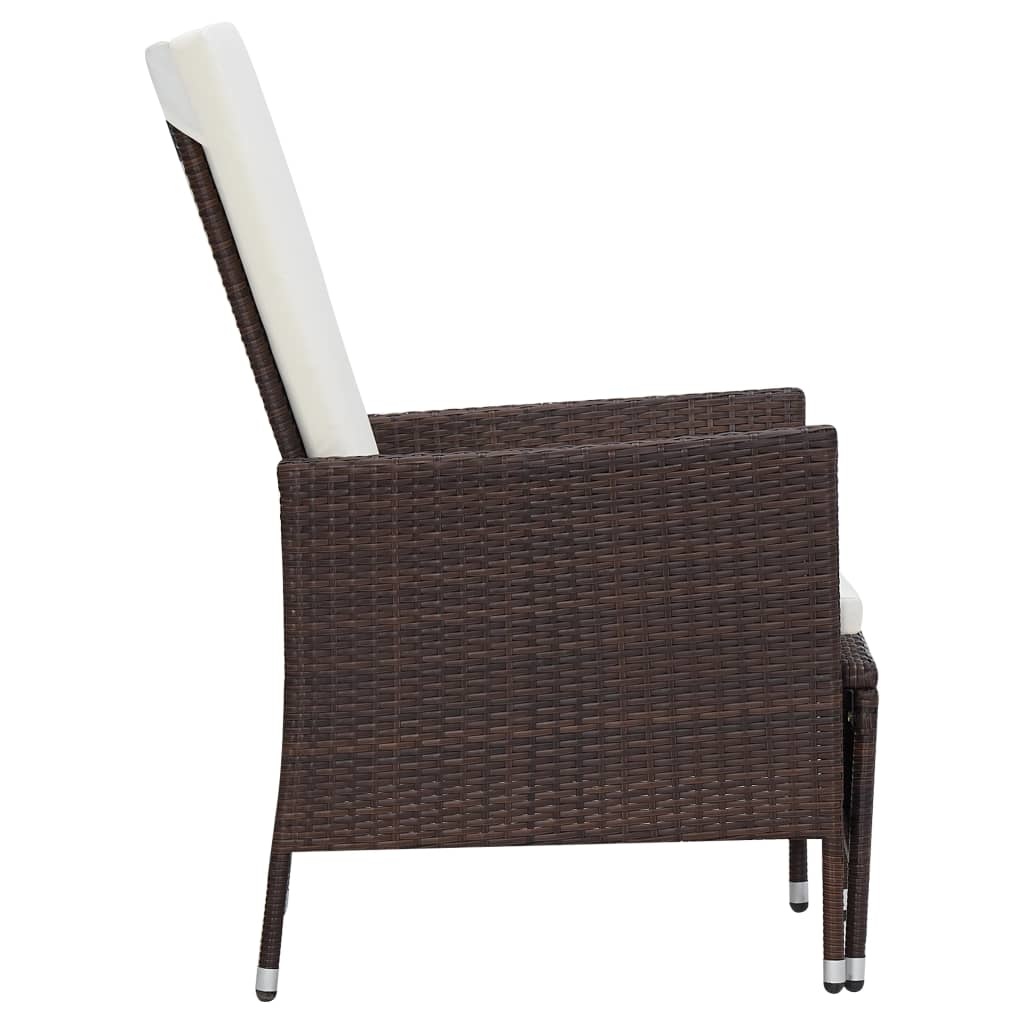 VidaXL 3-delige Loungeset met kussens poly rattan bruin