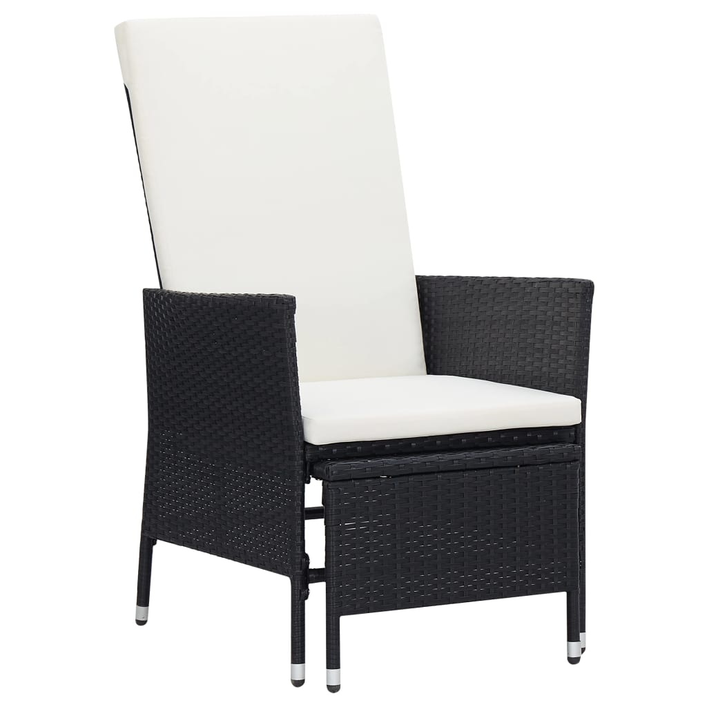 VidaXL 3-delige Loungeset met kussens poly rattan zwart