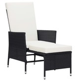 VidaXL 3-delige Loungeset met kussens poly rattan zwart