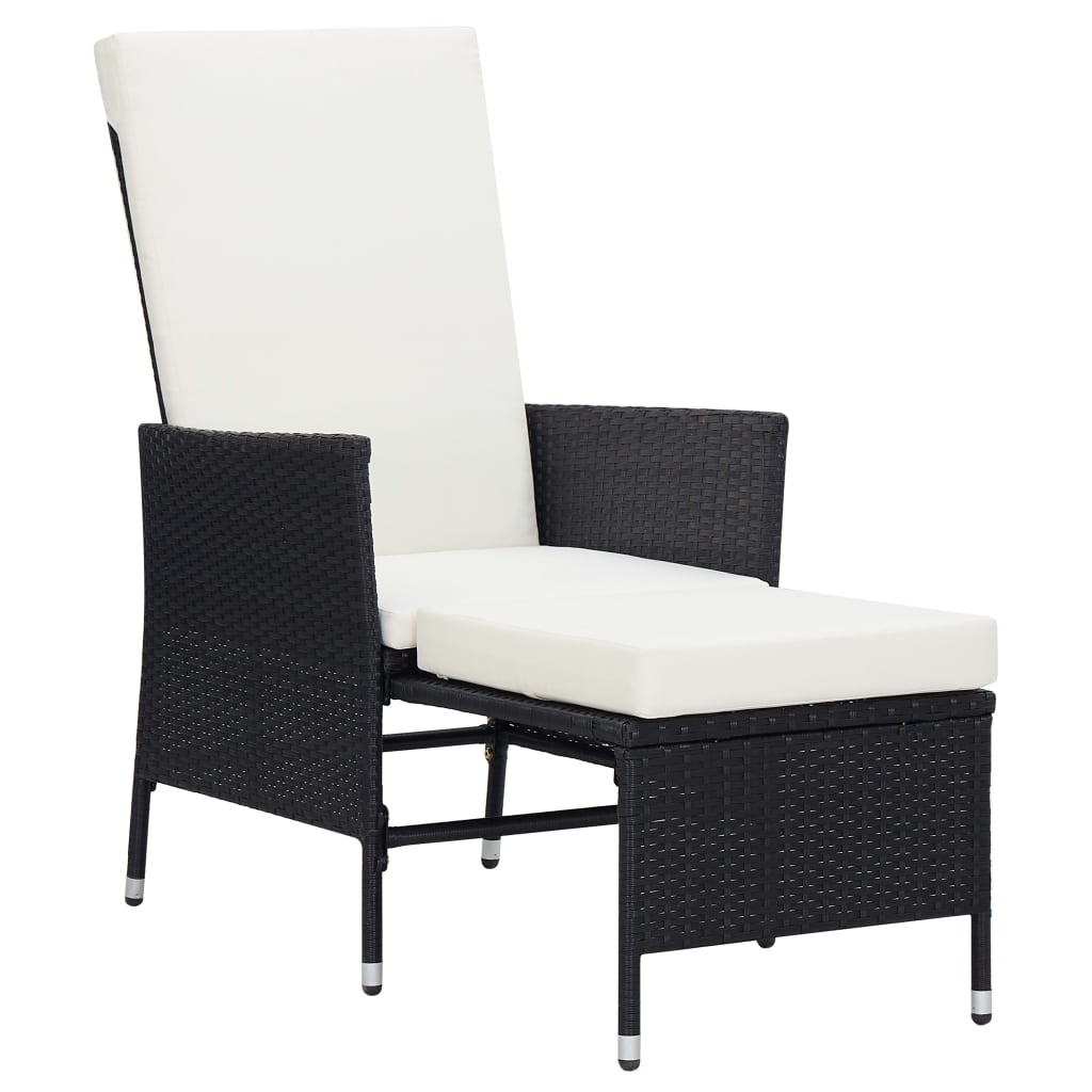 VidaXL 3-delige Loungeset met kussens poly rattan zwart
