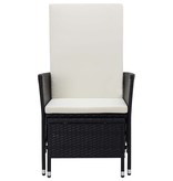 VidaXL 3-delige Loungeset met kussens poly rattan zwart